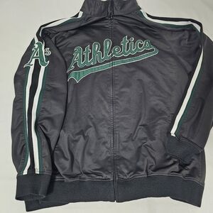 Stitches Oakland Athletics Track Jacket XL Black Green Full Zip MLB A’s Athletic